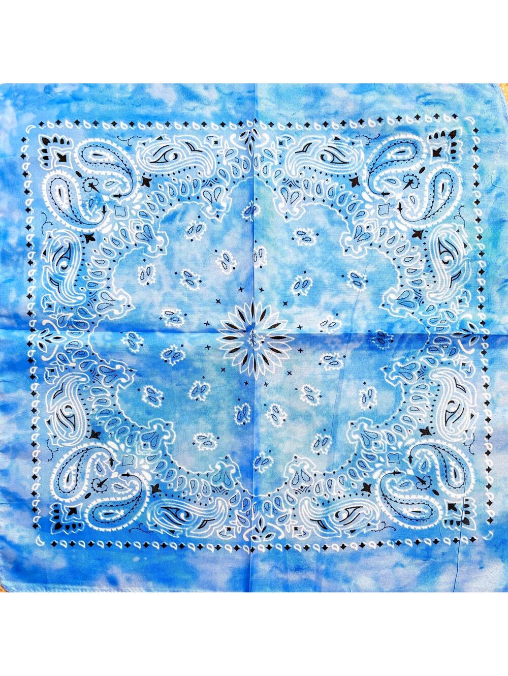 Light Blue Paisley Bandana Scarf 22" Square New Without Tags